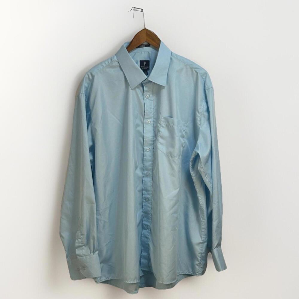 Silver Label By Moshiko Men's‎ Button-up Aqua Blue Dress Shirt Sz XL 17-17.5